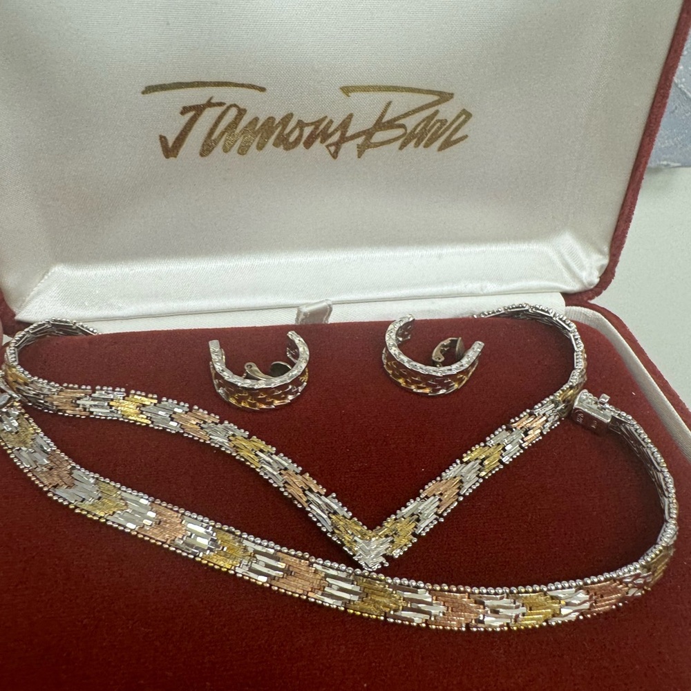 Famous Barr 3 piece tricolor 925 Sterling made in Italy jewelry set